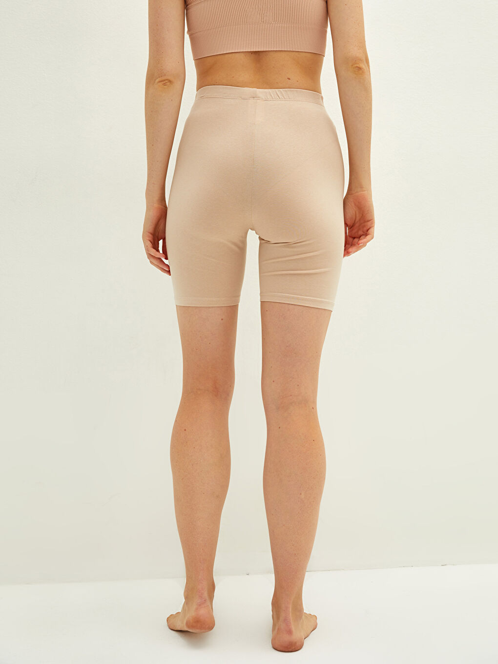 Pembe Beli Lastikli Düz Jüpon-5