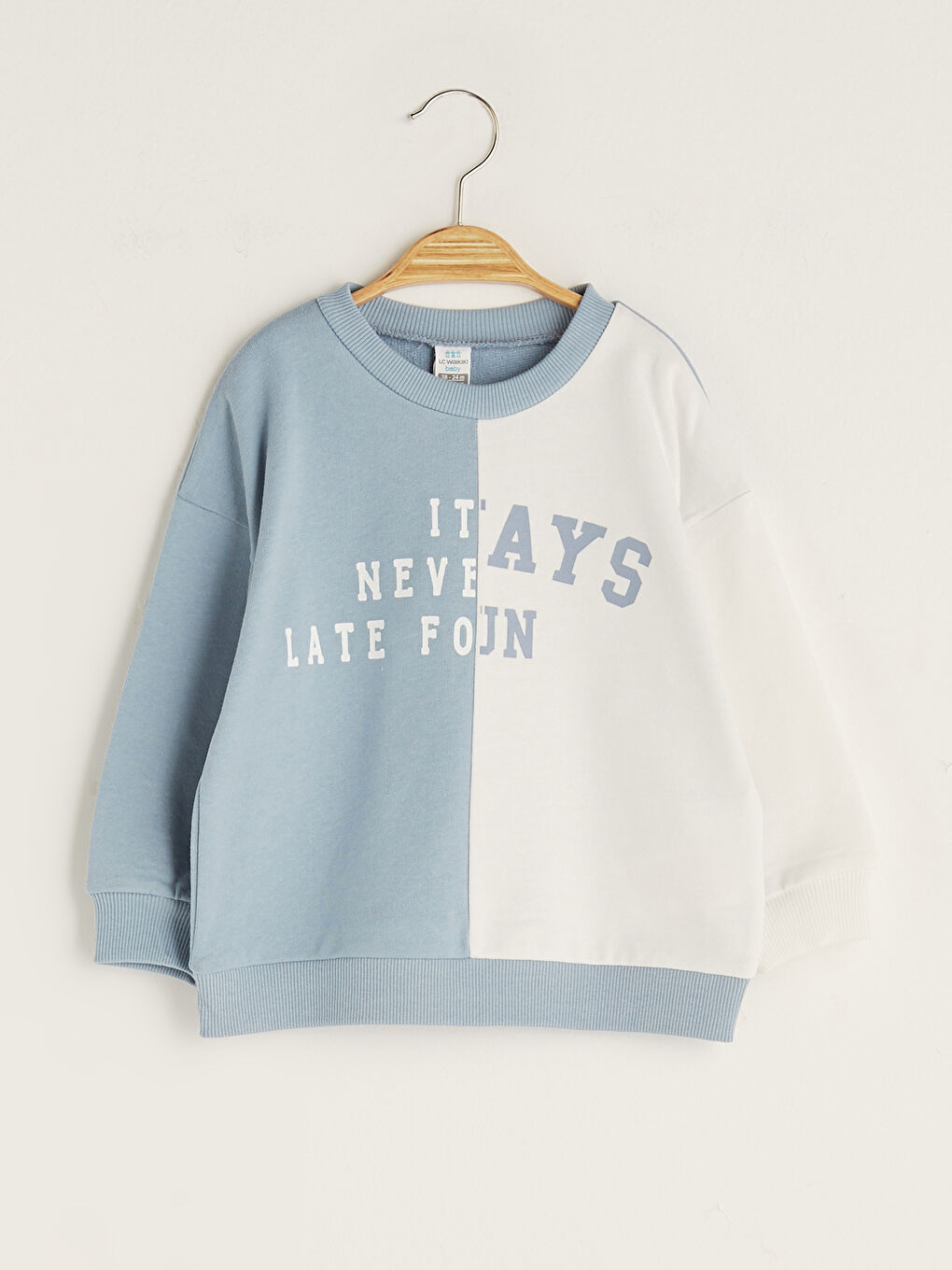 Mavi Bisiklet Yaka Uzun Kollu Baskılı Erkek Bebek Sweatshirt