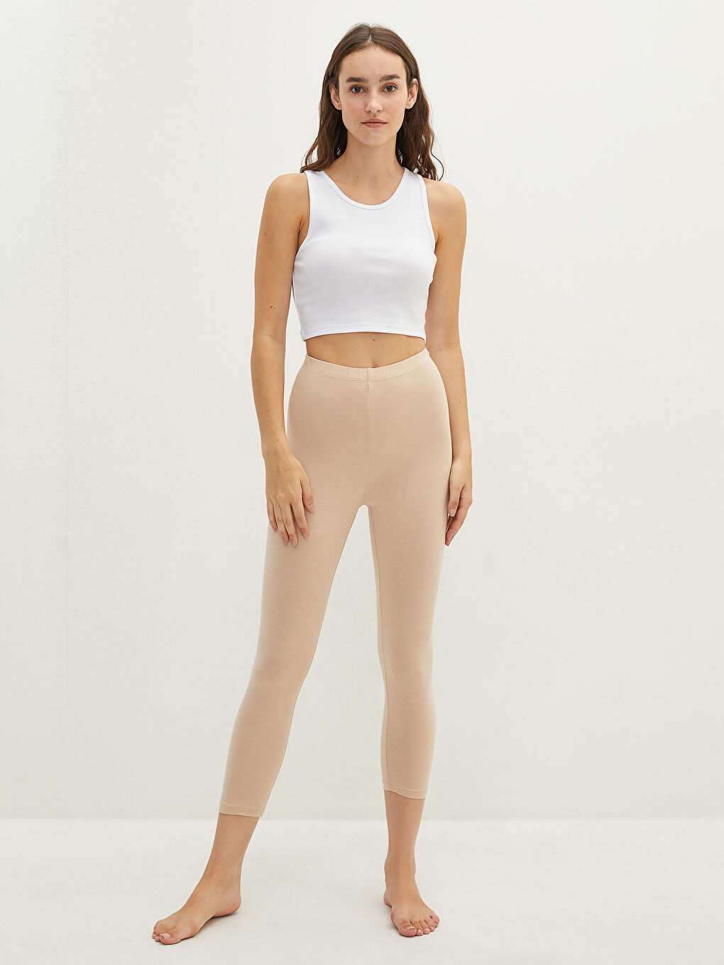 Women's Elasticated Waist Plain Base Layer Leggings-1