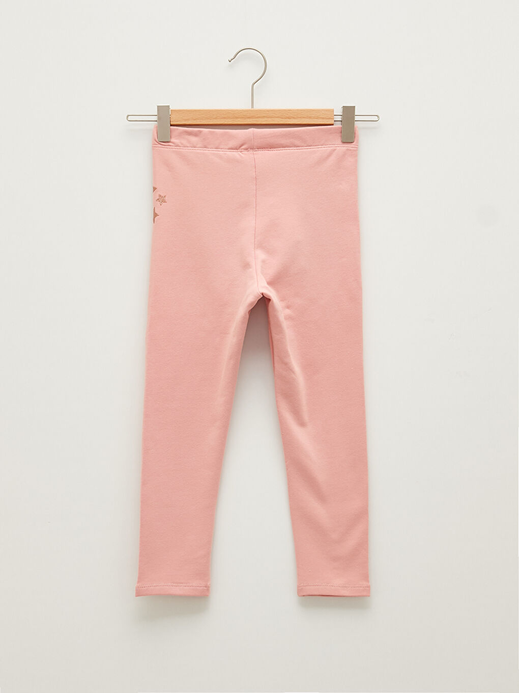 Pembe Beli Lastikli Baskılı Kız Çocuk Uzun Tayt-1