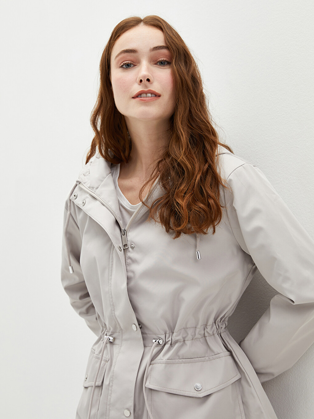 Hooded Collar Straight Pocket Detailed Long Sleeve Women's Parka-5
