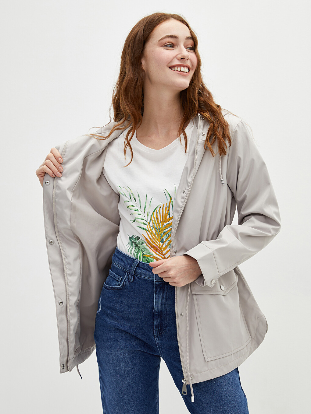 Hooded Collar Straight Pocket Detailed Long Sleeve Women's Parka-2