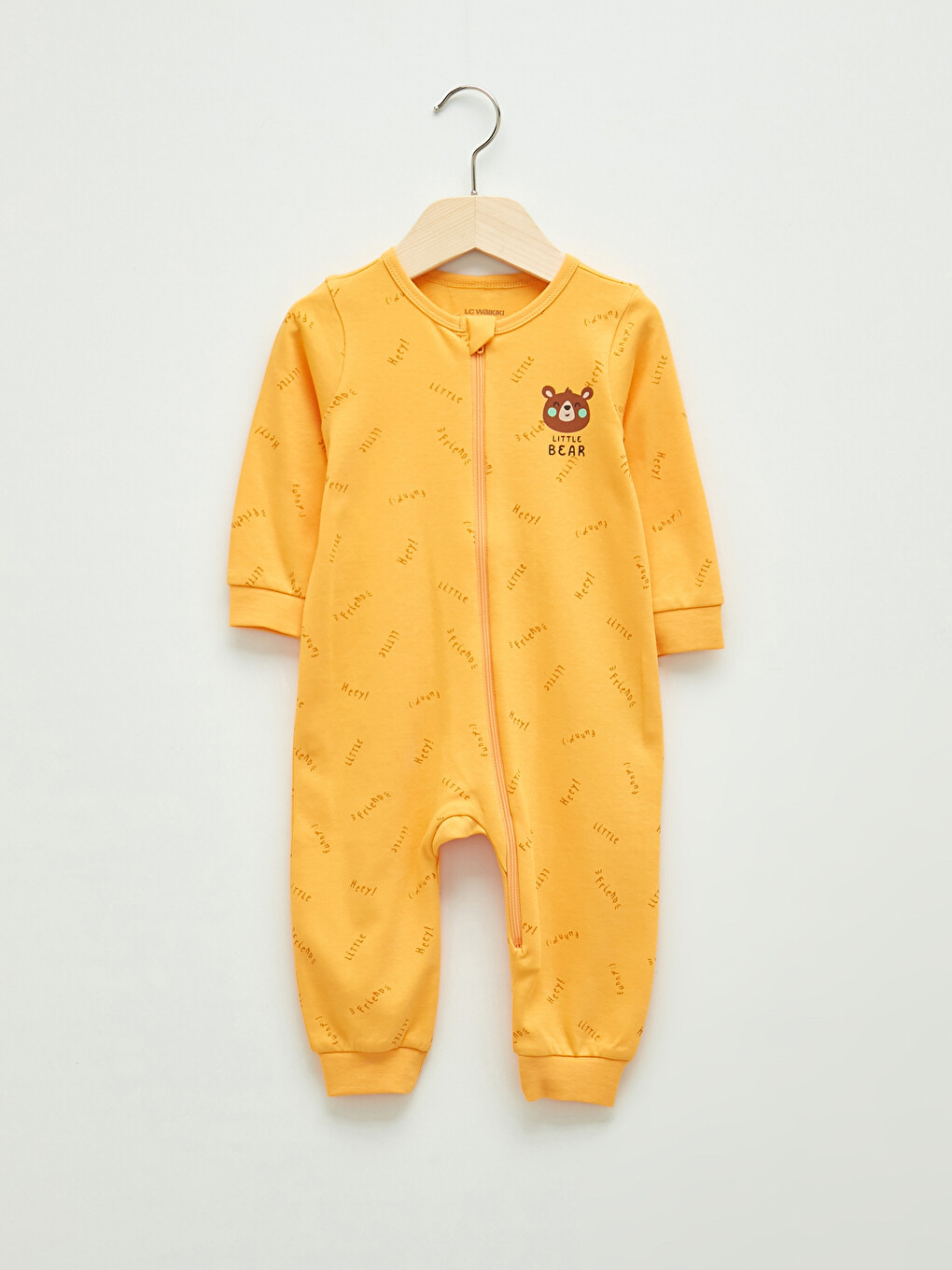 Crew Neck Long Sleeve Printed Baby Boy Zipper Jumpsuit
