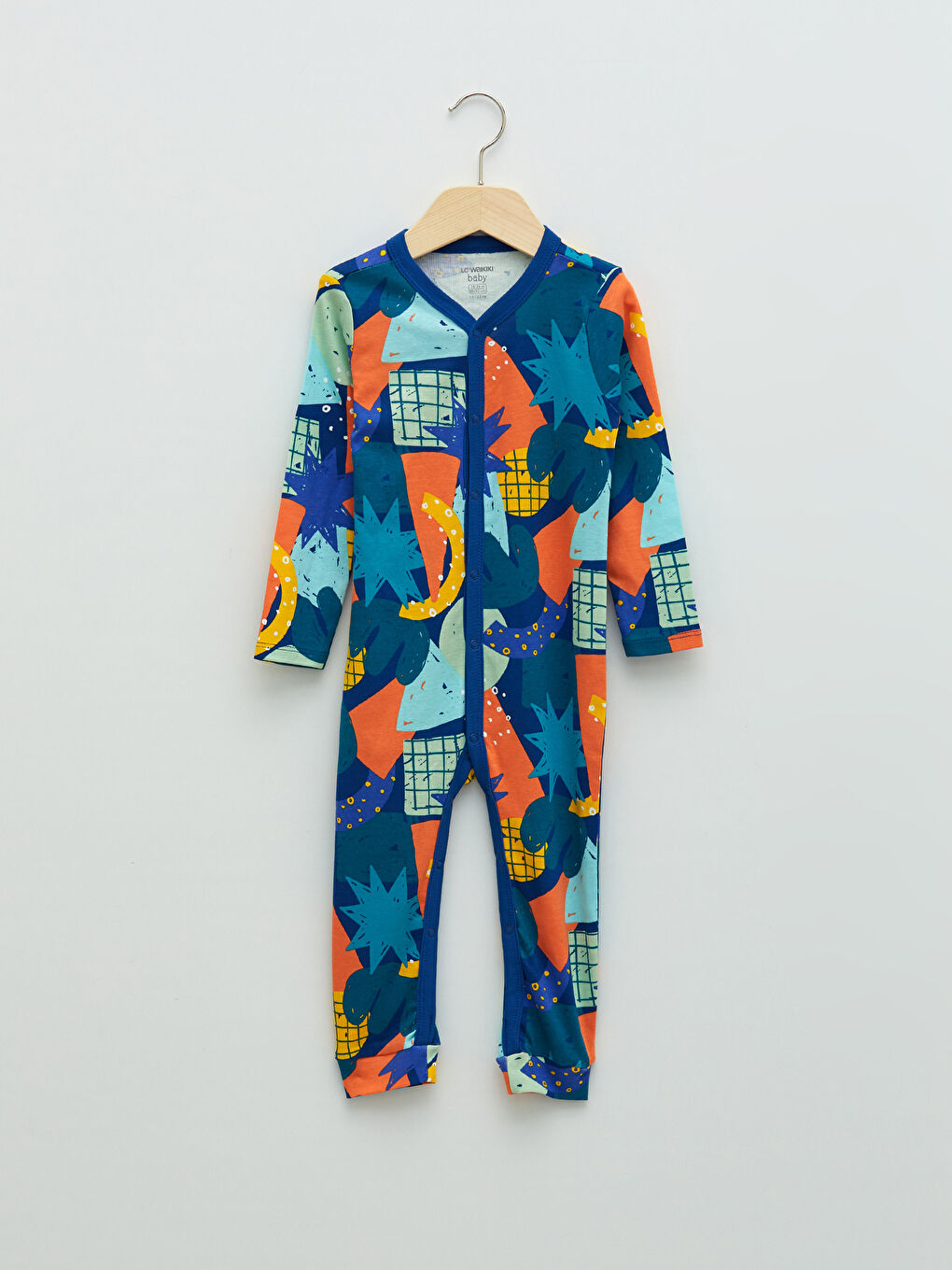 جمبسوت أطفال أولاد قطني مطبوع بأكمام طويلة وفتحة رقبة على شكل حرف V - عبوتان-1