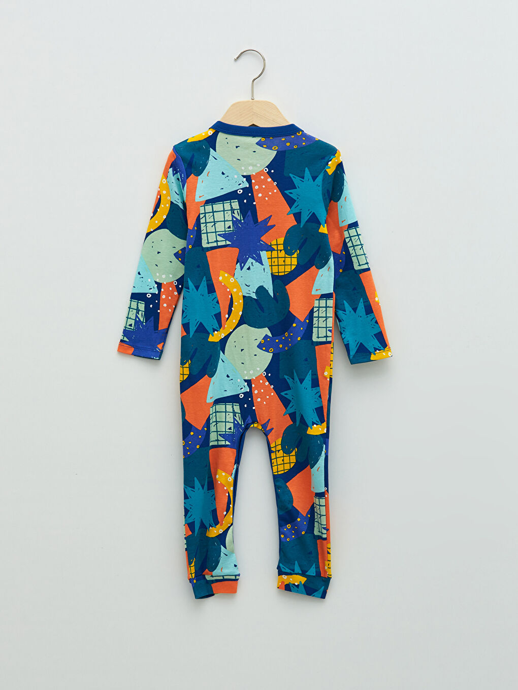 جمبسوت أطفال أولاد قطني مطبوع بأكمام طويلة وفتحة رقبة على شكل حرف V - عبوتان-3