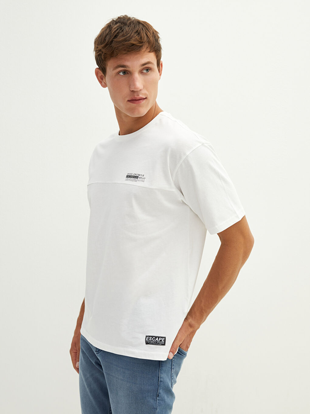 Crew Neck Short Sleeve Printed Combed Cotton Men's T-shirt