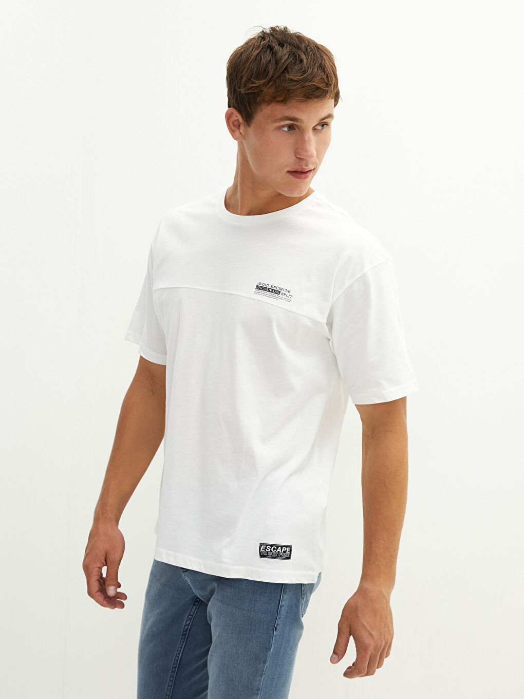 Crew Neck Short Sleeve Printed Combed Cotton Men's T-shirt-1