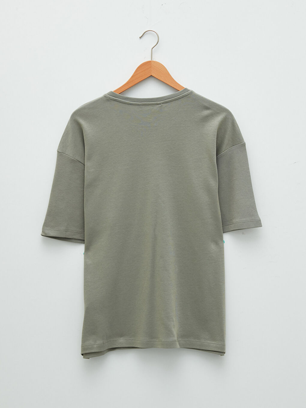 Haki Bisiklet Yaka Kısa Kollu Baskılı Penye Erkek Tişört-8