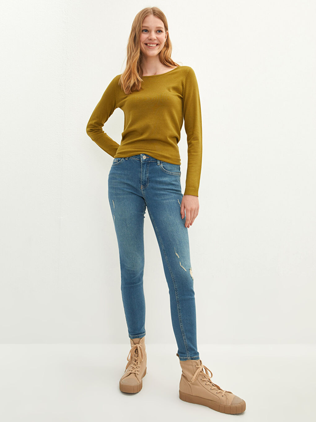LCW Jeans Normal Waist Mercury Skinny Fit Women's Rodeo Jean Trousers with Pocket Detail -W19687Z8-507