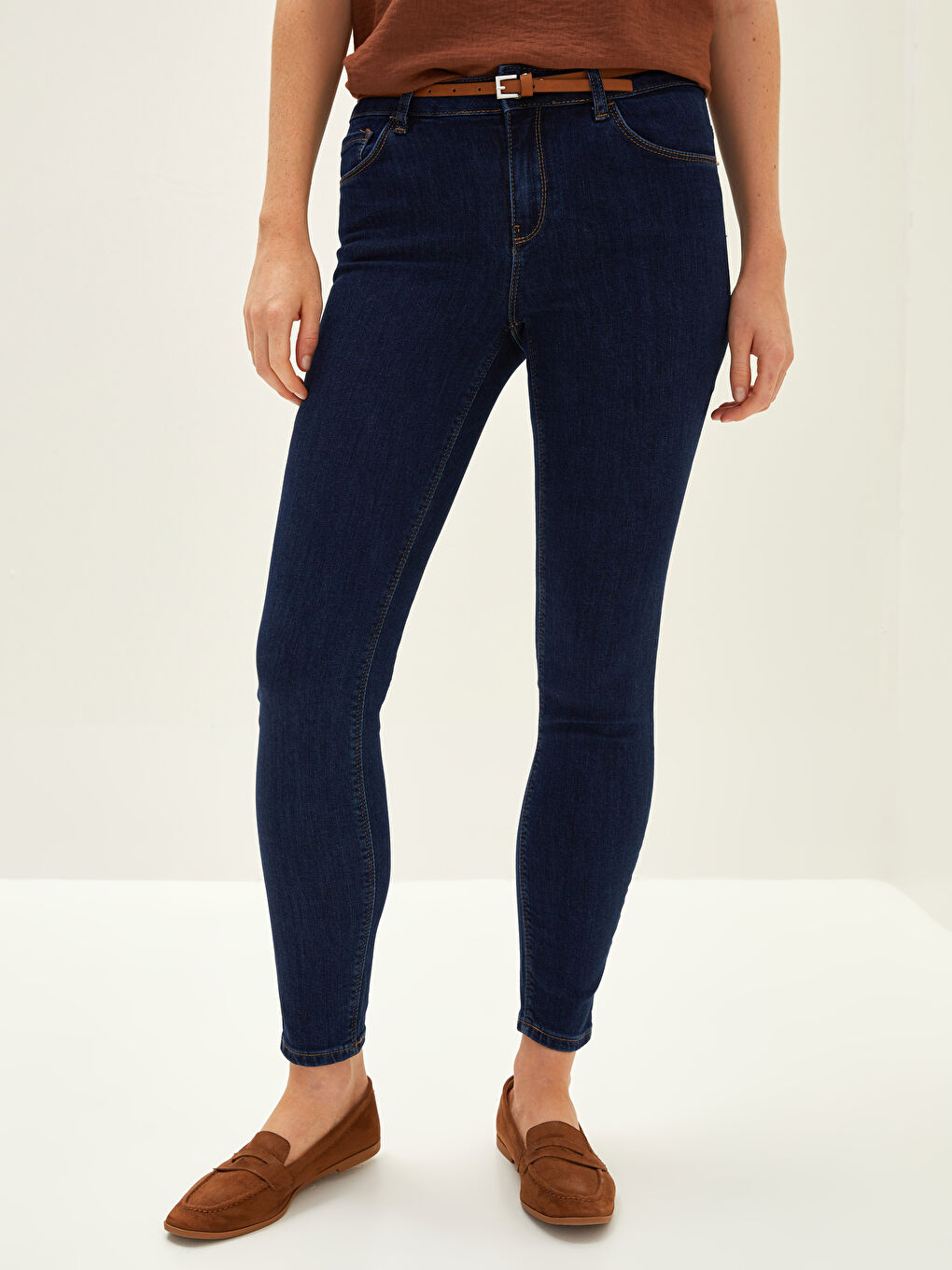 Normal Waist Mercury Skinny Fit Women's Rodeo Jean Trousers with Pocket Detail-2