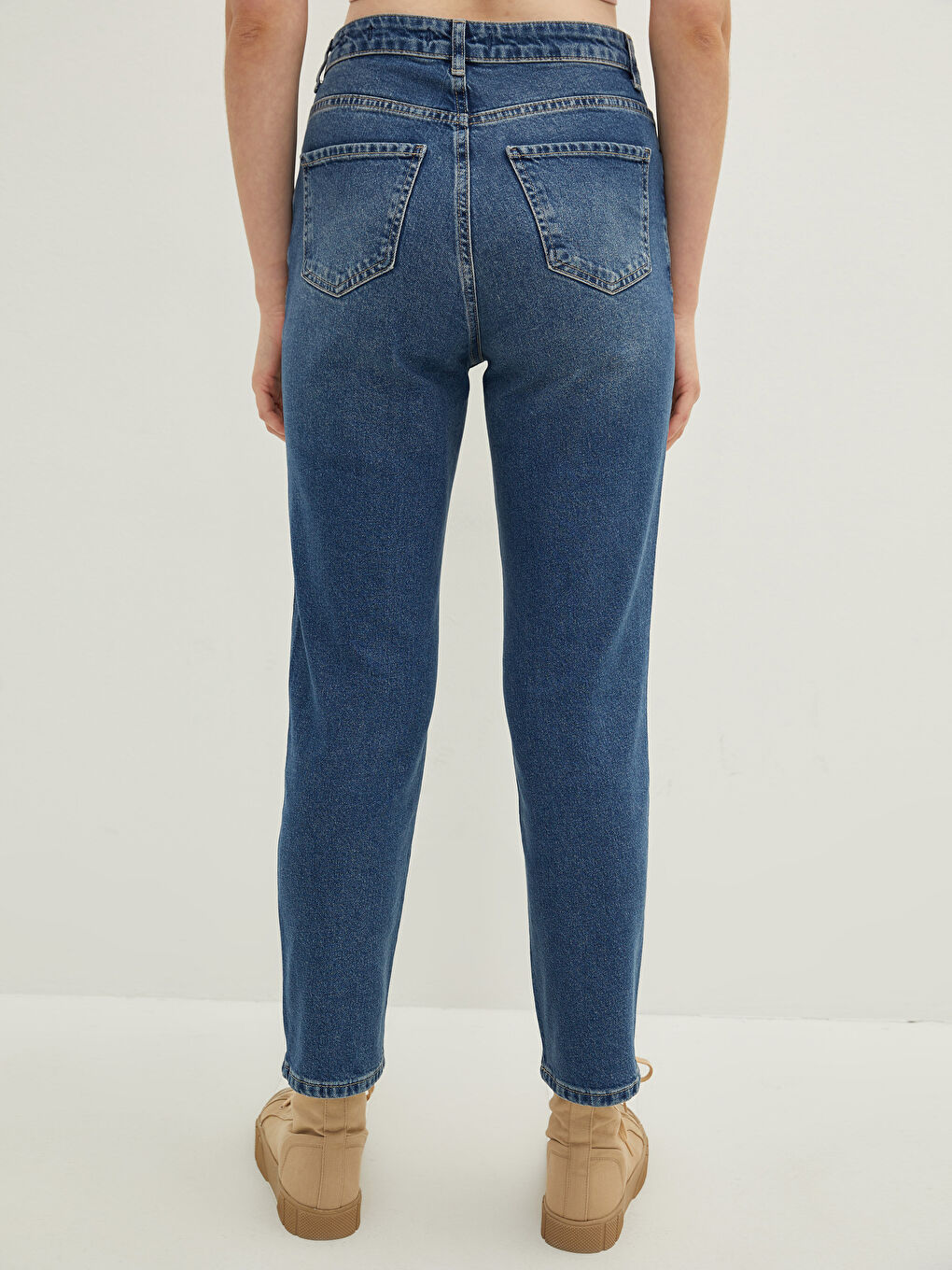 High Waisted Straight Fit Pocket Detailed Women's Rodeo Denim Trousers-4