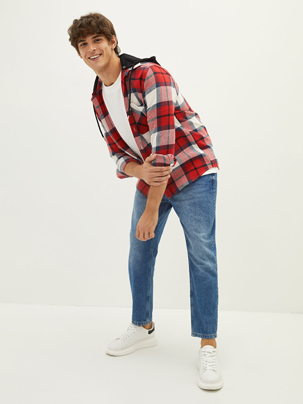 Kırmızı Regular Fit Uzun Kollu Ekose Erkek Oduncu Gömlek Ceket-4