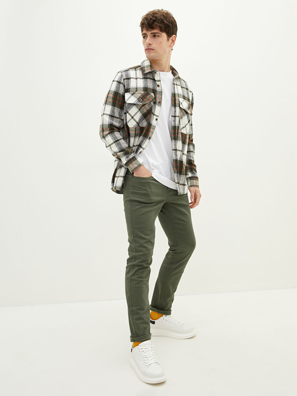 XSIDE Regular Fit Long Sleeve Plaid Men's Flannel Shirt -W19714Z8-LMU
