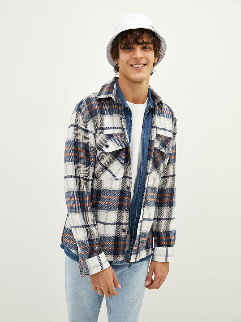 İndigo Regular Fit Uzun Kollu Ekose Erkek Oduncu Gömlek-1