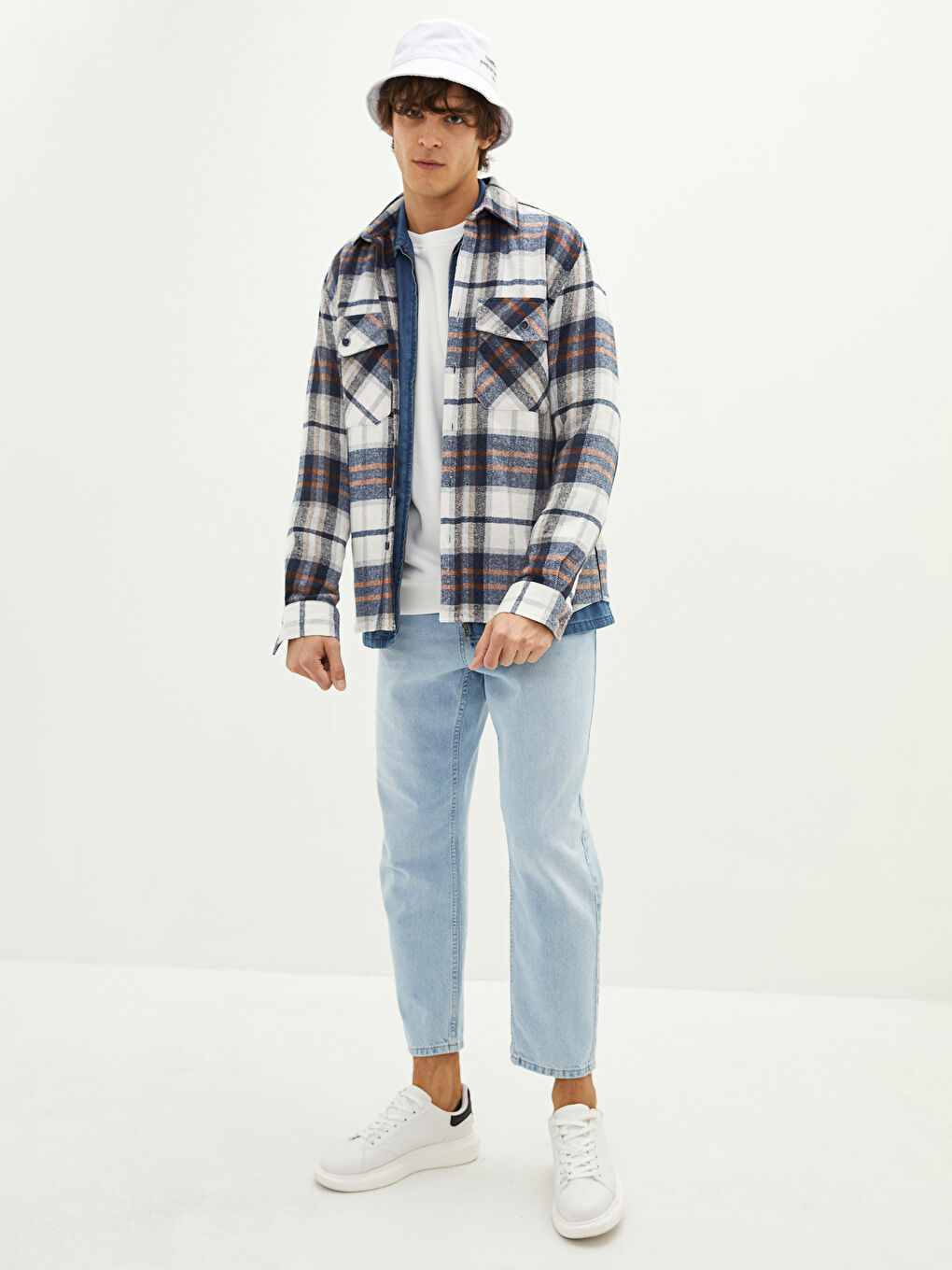 İndigo Regular Fit Uzun Kollu Ekose Erkek Oduncu Gömlek-3