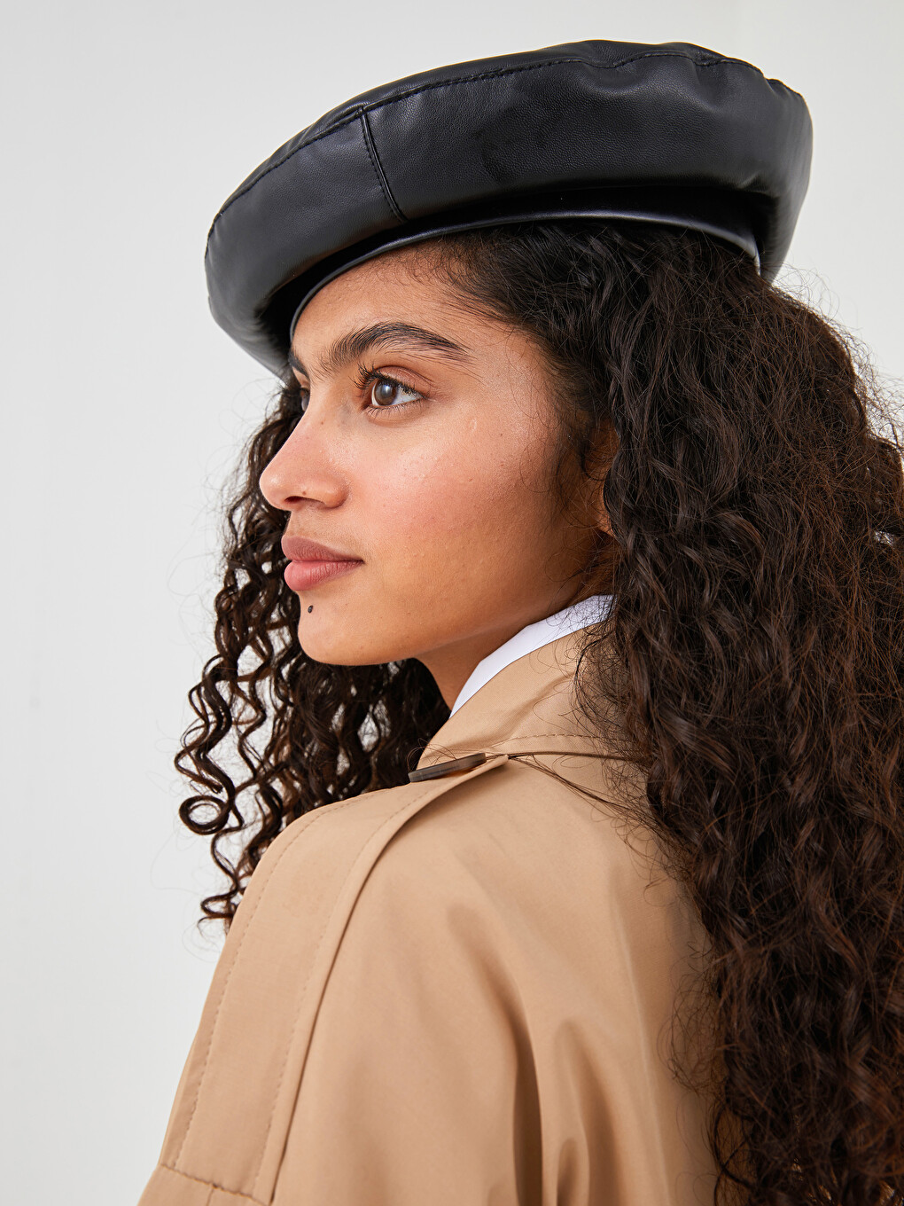 Leather Look Woman Painter Hat