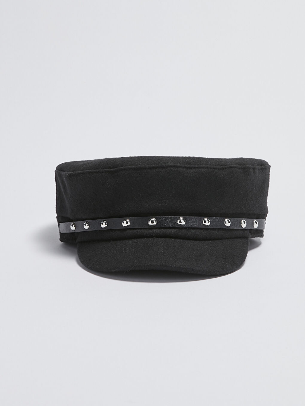 Siyah Kaşe Kadın Denizci Şapka-6