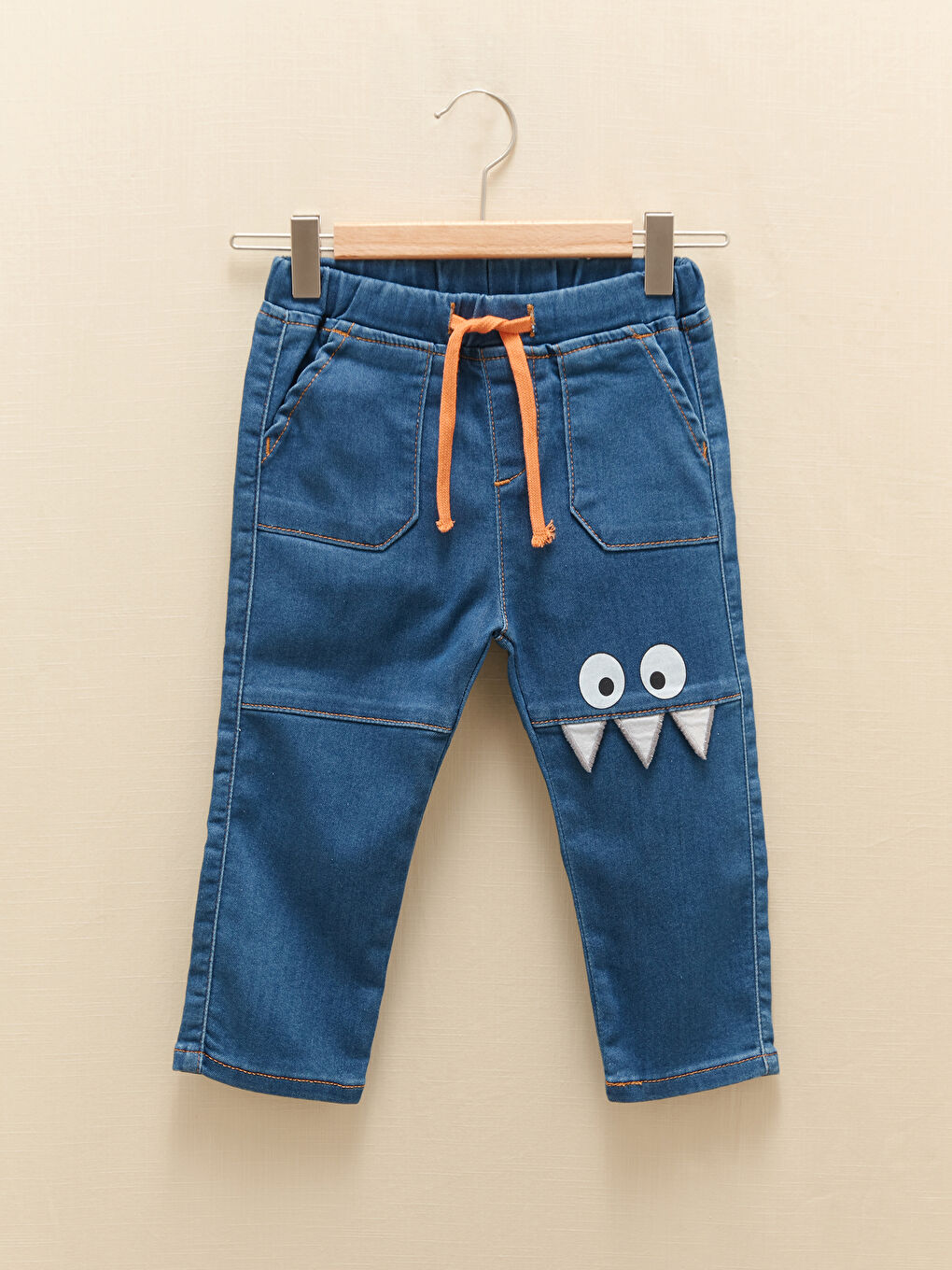 Elastic Waist Printed Baby Boy Denim Trousers