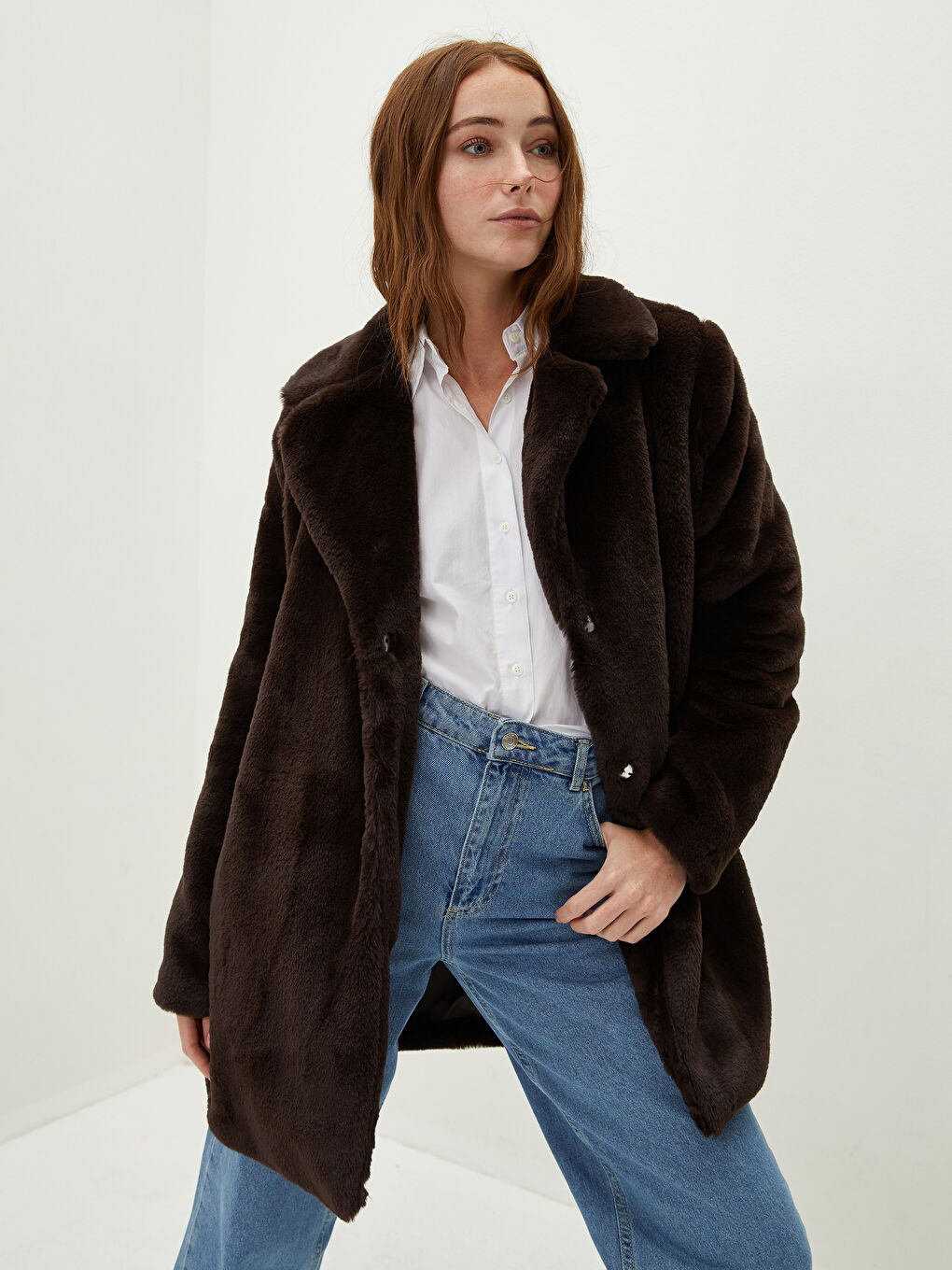 LCWAIKIKI Classic Jacket Collar Straight Pocket Detailed Long Sleeve Thick Women's Coat -W19755Z8-QM4
