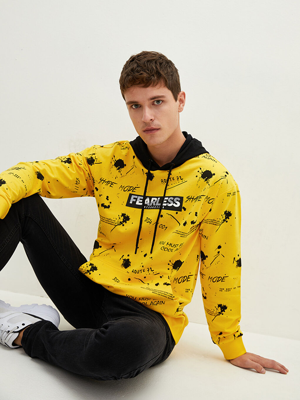 Long Sleeve Printed Men's Hoodie -W19779Z8-PNQ