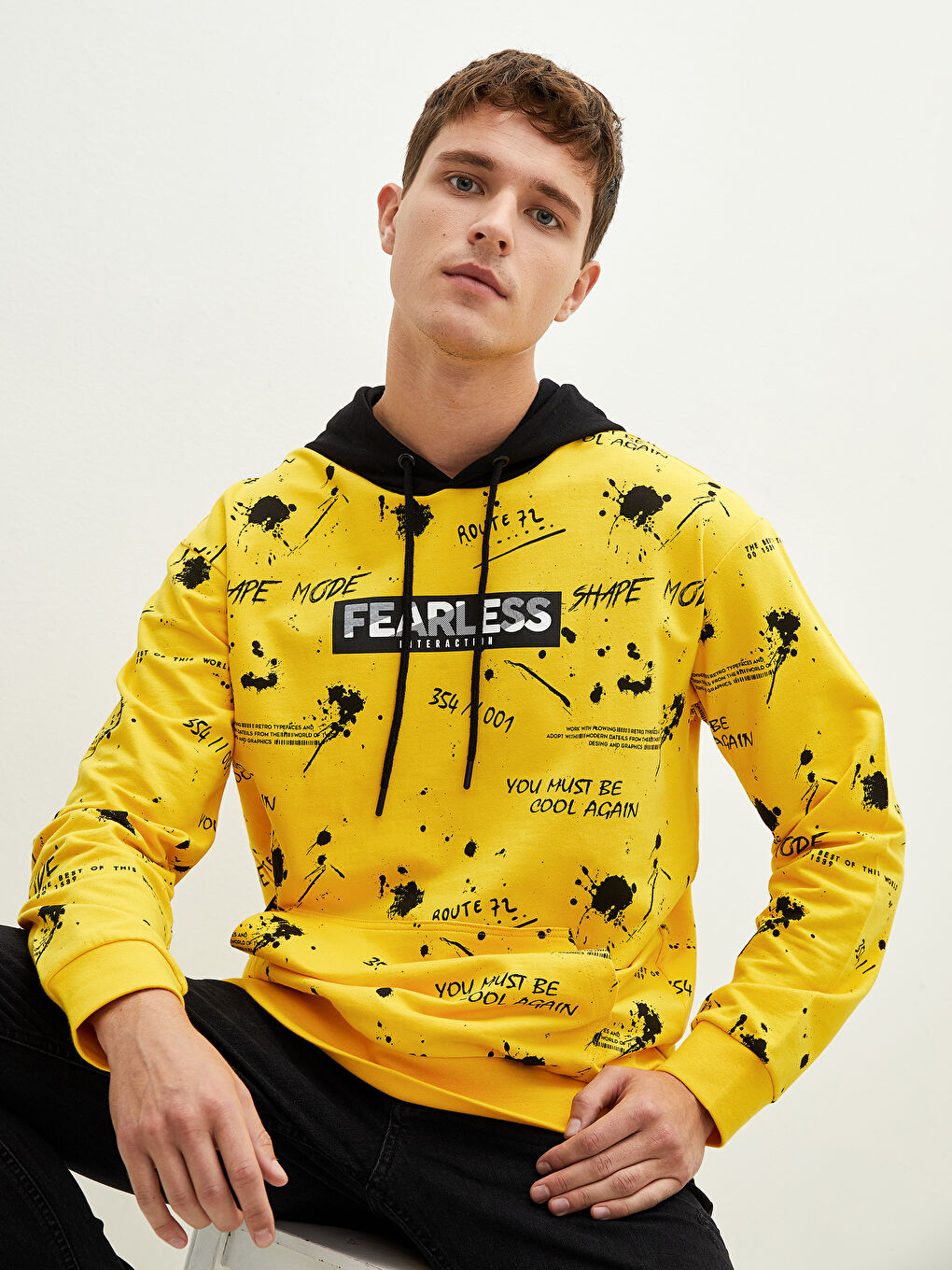 Long Sleeve Printed Men's Hoodie -W19779Z8-PNQ