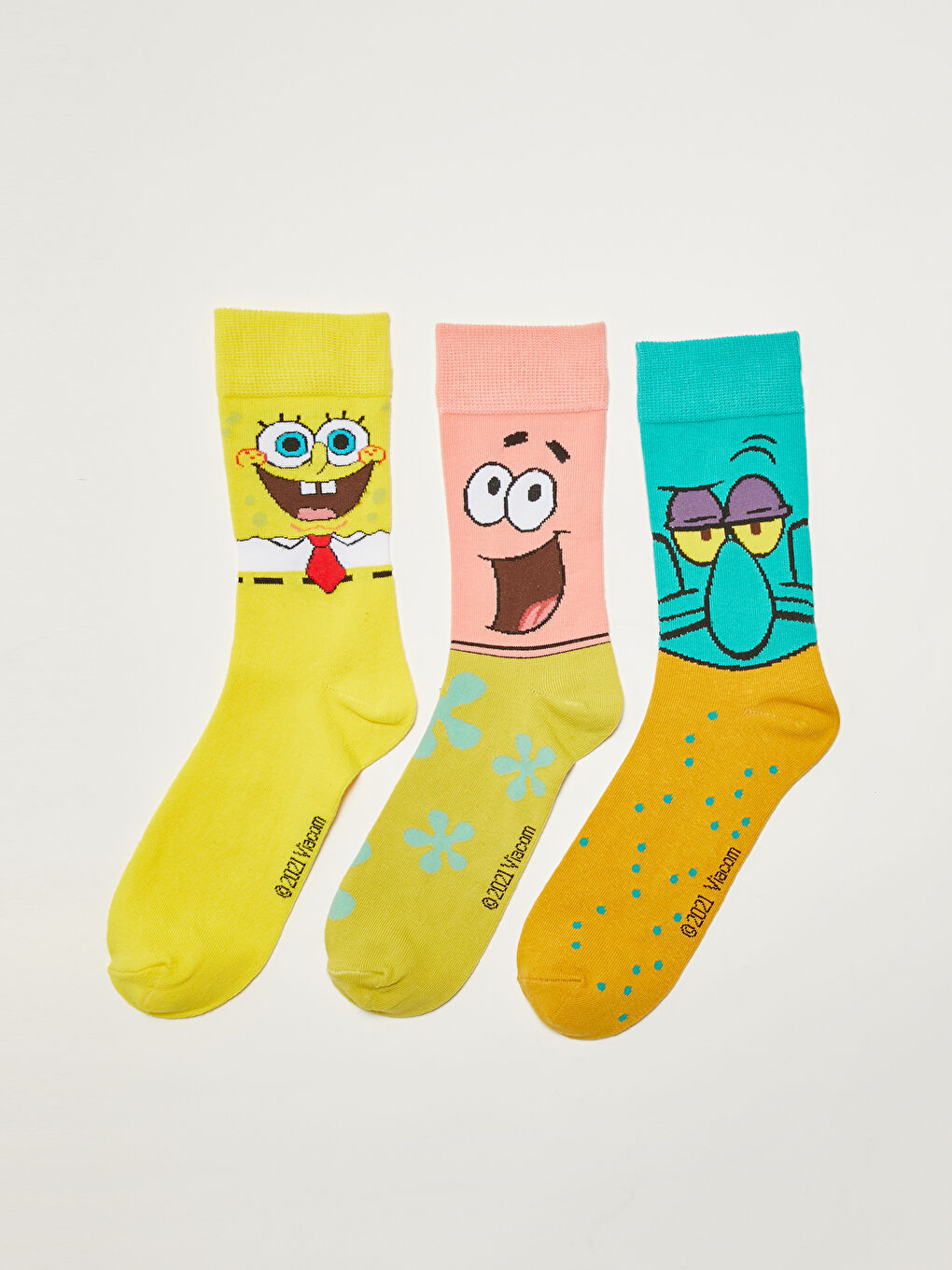 Karışık Sünger Bob Baskılı Erkek Soket Çorap 3'lü-1