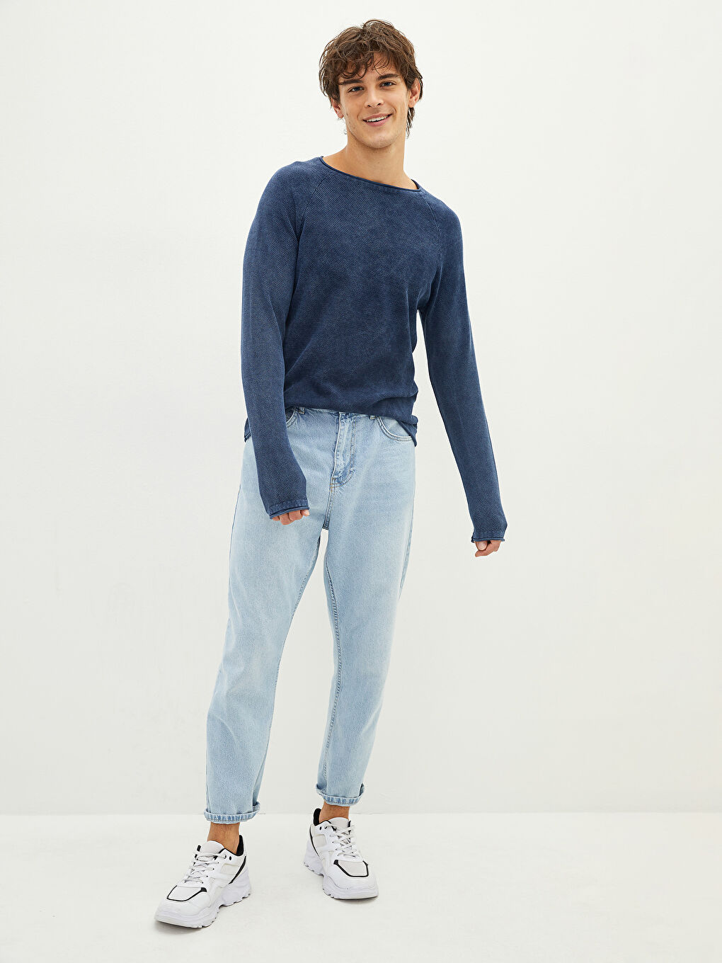 XSIDE Rundhalsausschnitt Langarm Dünner Herren Strickpullover -W19814Z8-K1Y