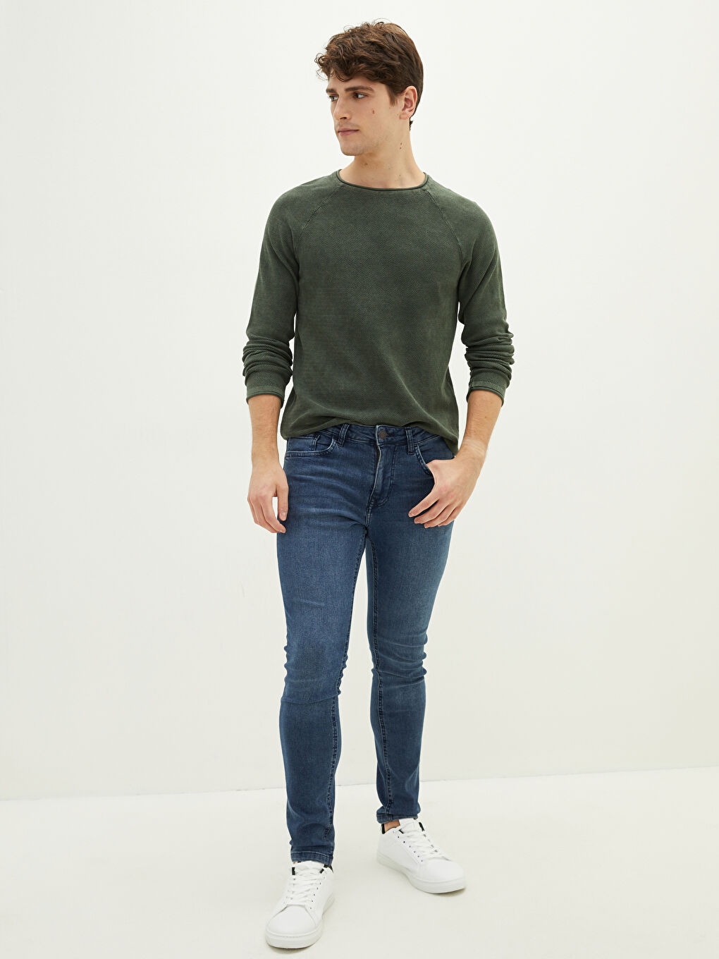 XSIDE Crew Neck Long Sleeve Thin Men's Tricot Sweater -W19814Z8-CRR
