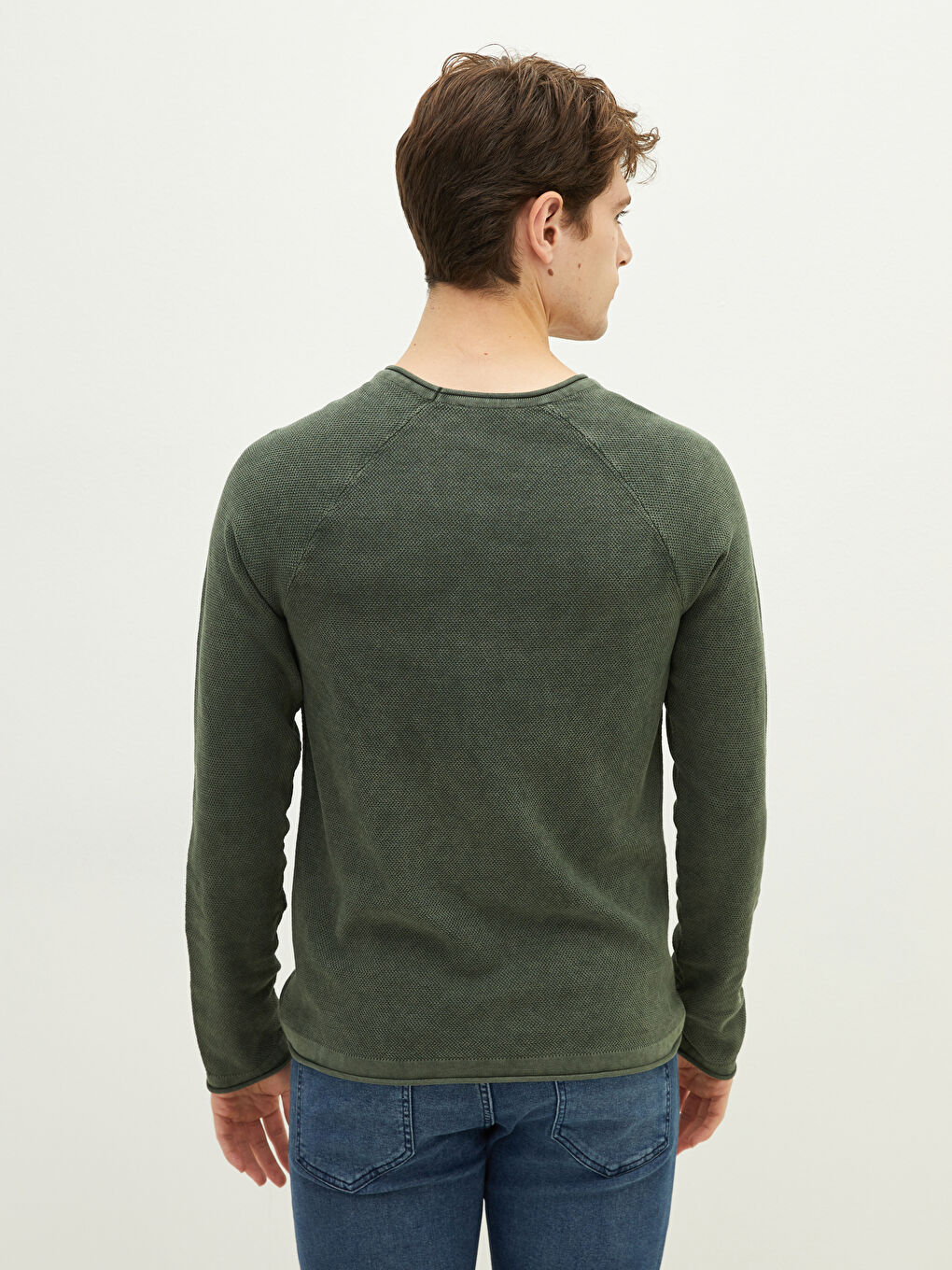 XSIDE Crew Neck Long Sleeve Thin Men's Tricot Sweater -W19814Z8-CRR