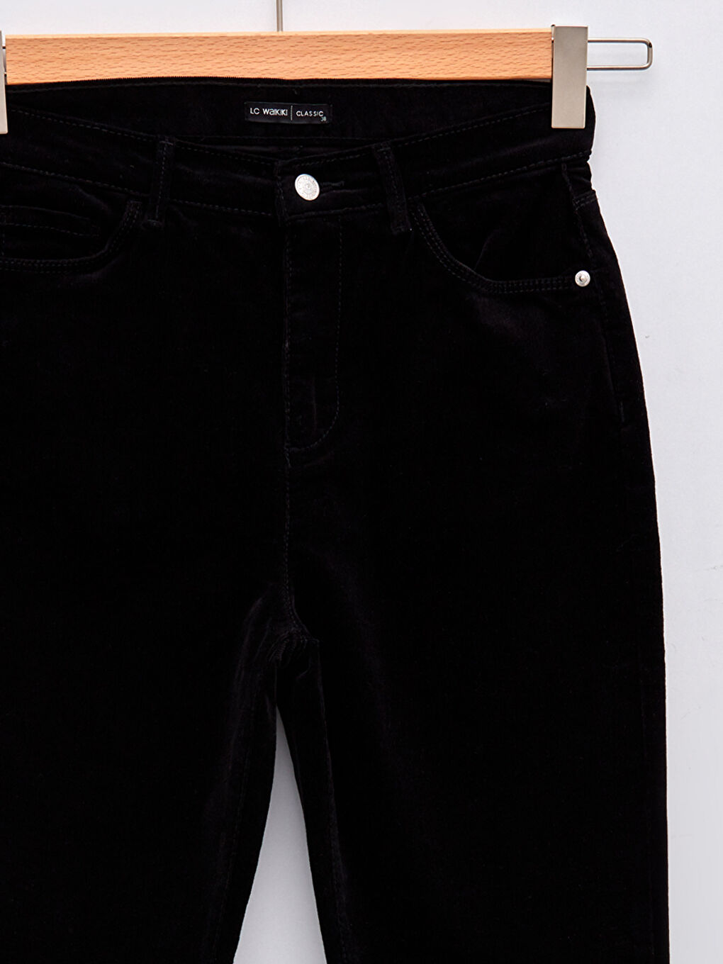 Siyah Kadın Dar Fit Cep Detaylı Düz Pantolon-7