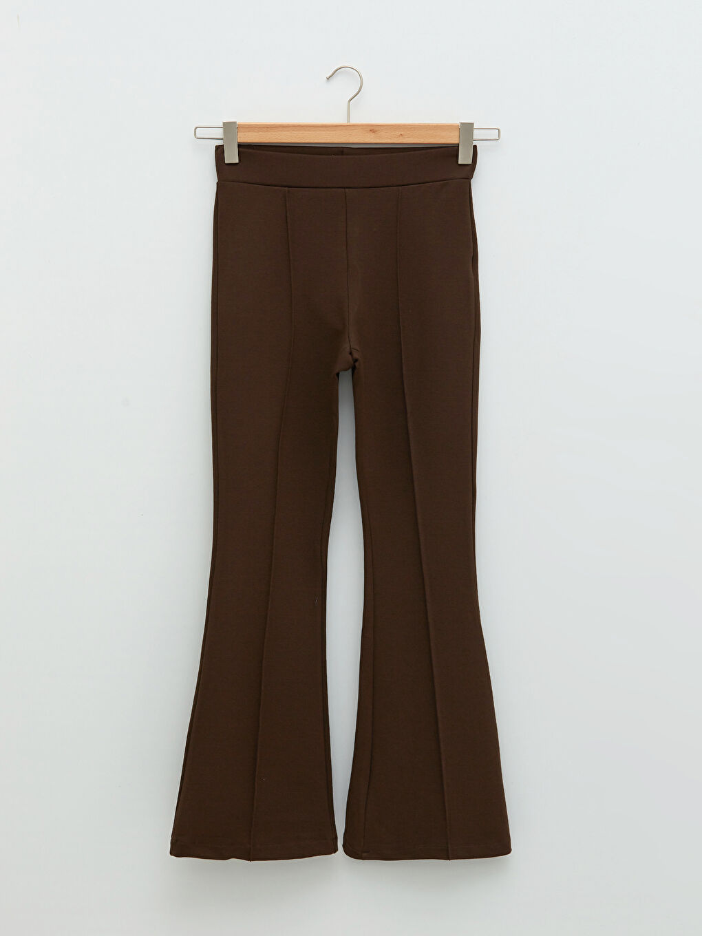 Elastic Waist Narrow Fit Spanish Leg Ponte Fabric Women's Trousers-6