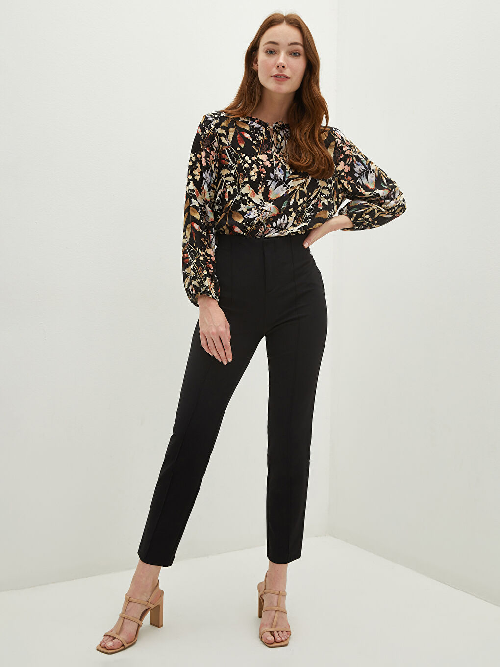 Women's Slim Fit Plain Trousers-1