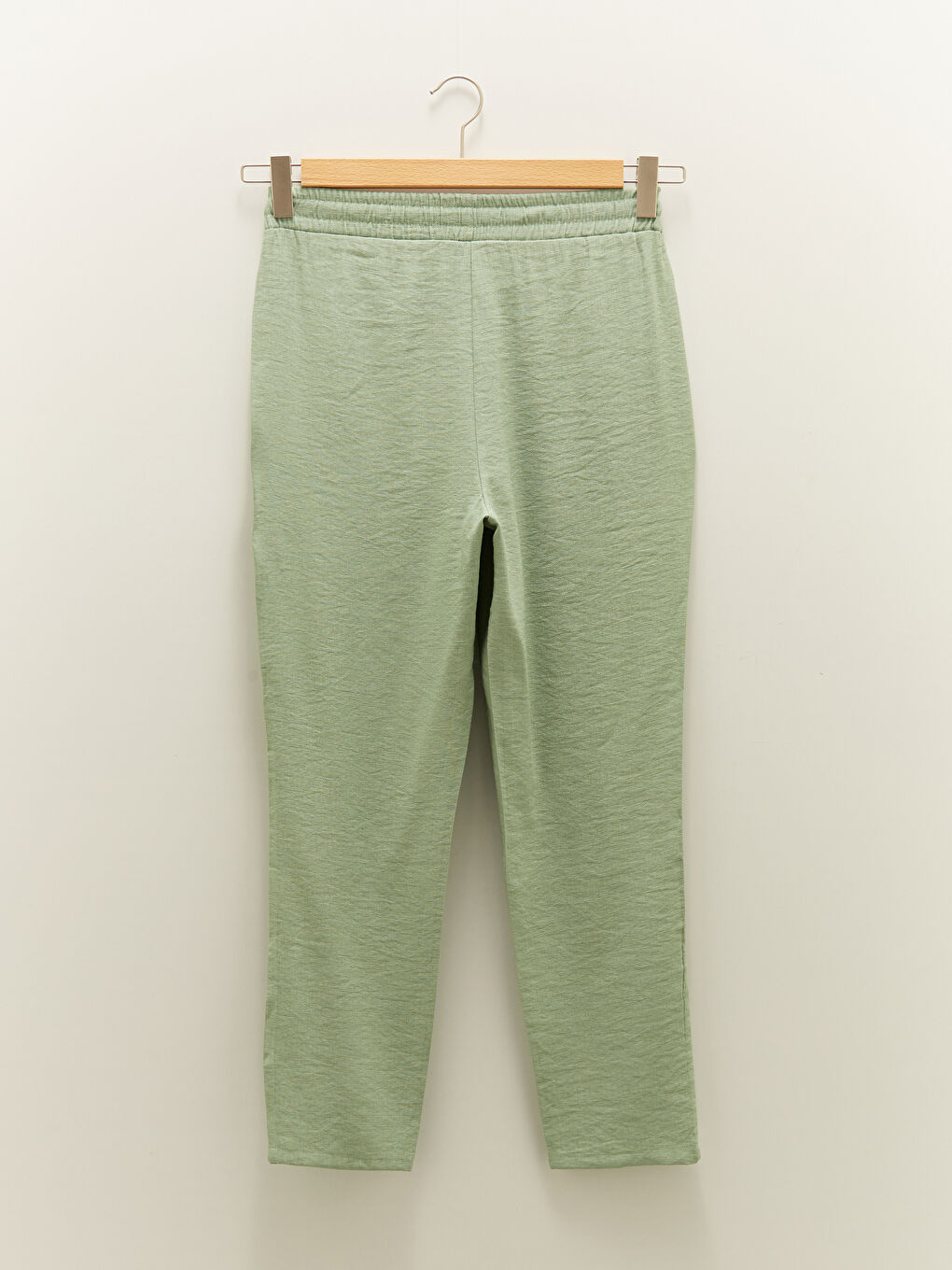 Yeşil Beli Lastikli Düz Cep Detaylı Kadın Pantolon-5