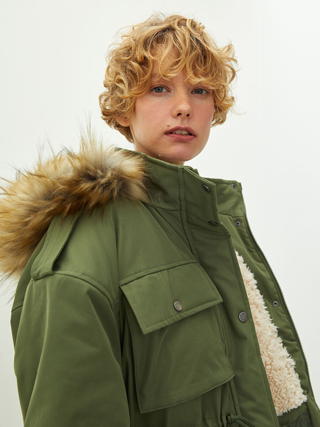 Žena TAMNO ZELENA Puffer jakna/napuhana deblja jakna-3