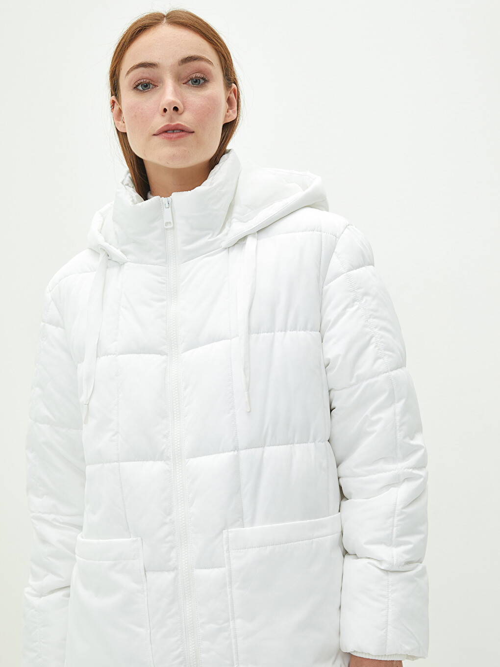 Women's Hooded Plain Puffer Coat-4