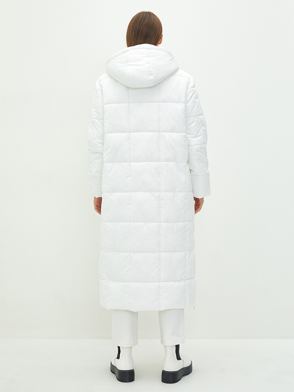Women's Hooded Plain Puffer Coat-5