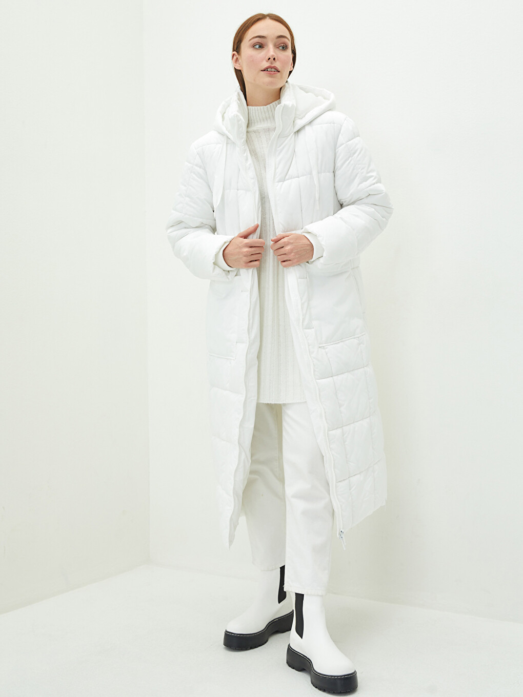 Women's Hooded Plain Puffer Coat