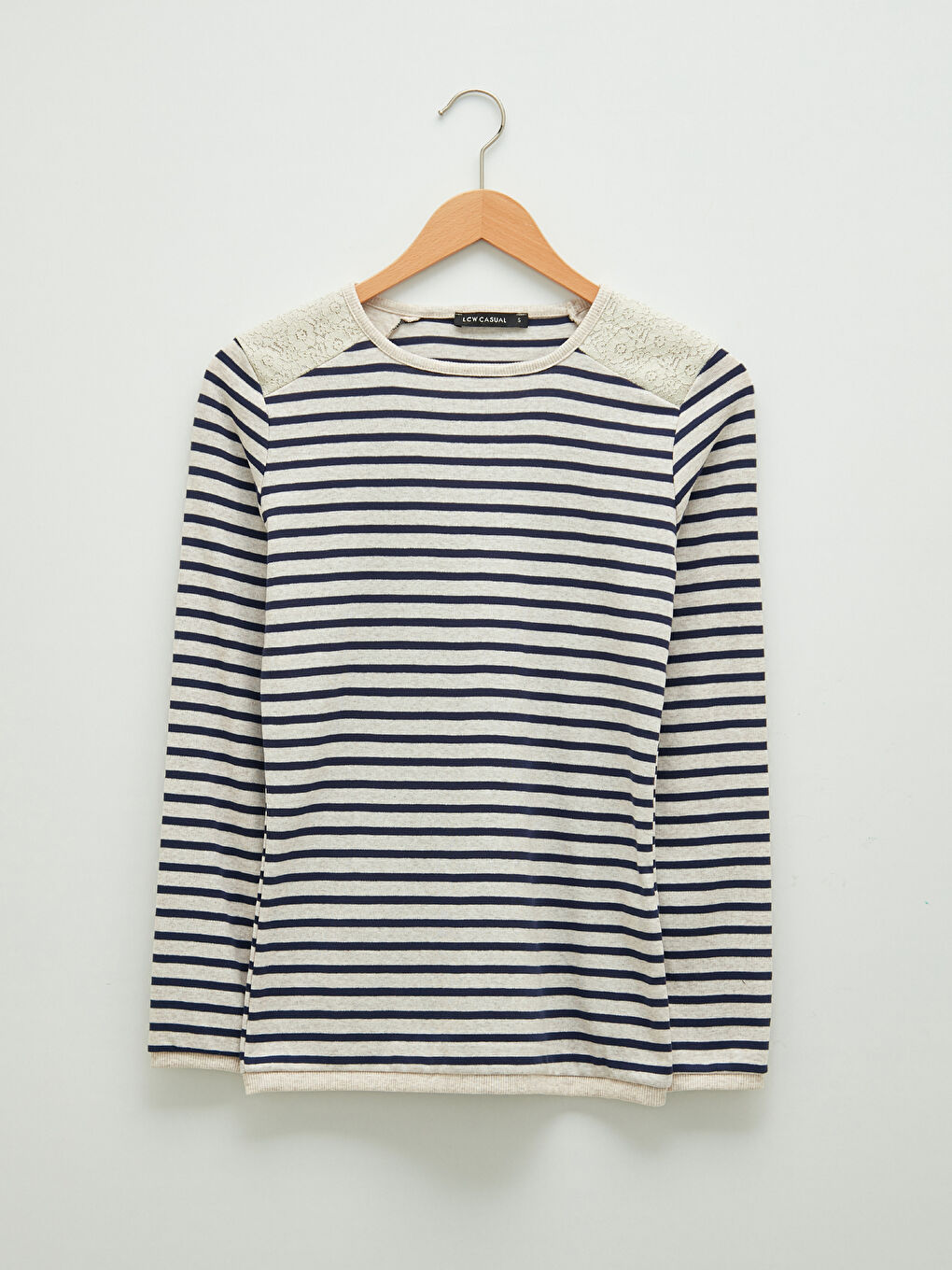 Crew Neck Striped Long Sleeve Women's T-Shirt-5