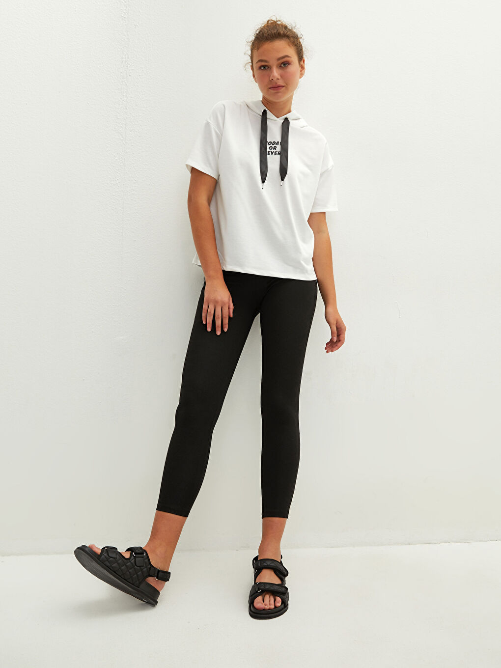 Women's Elasticated Waist Plain Leggings-2