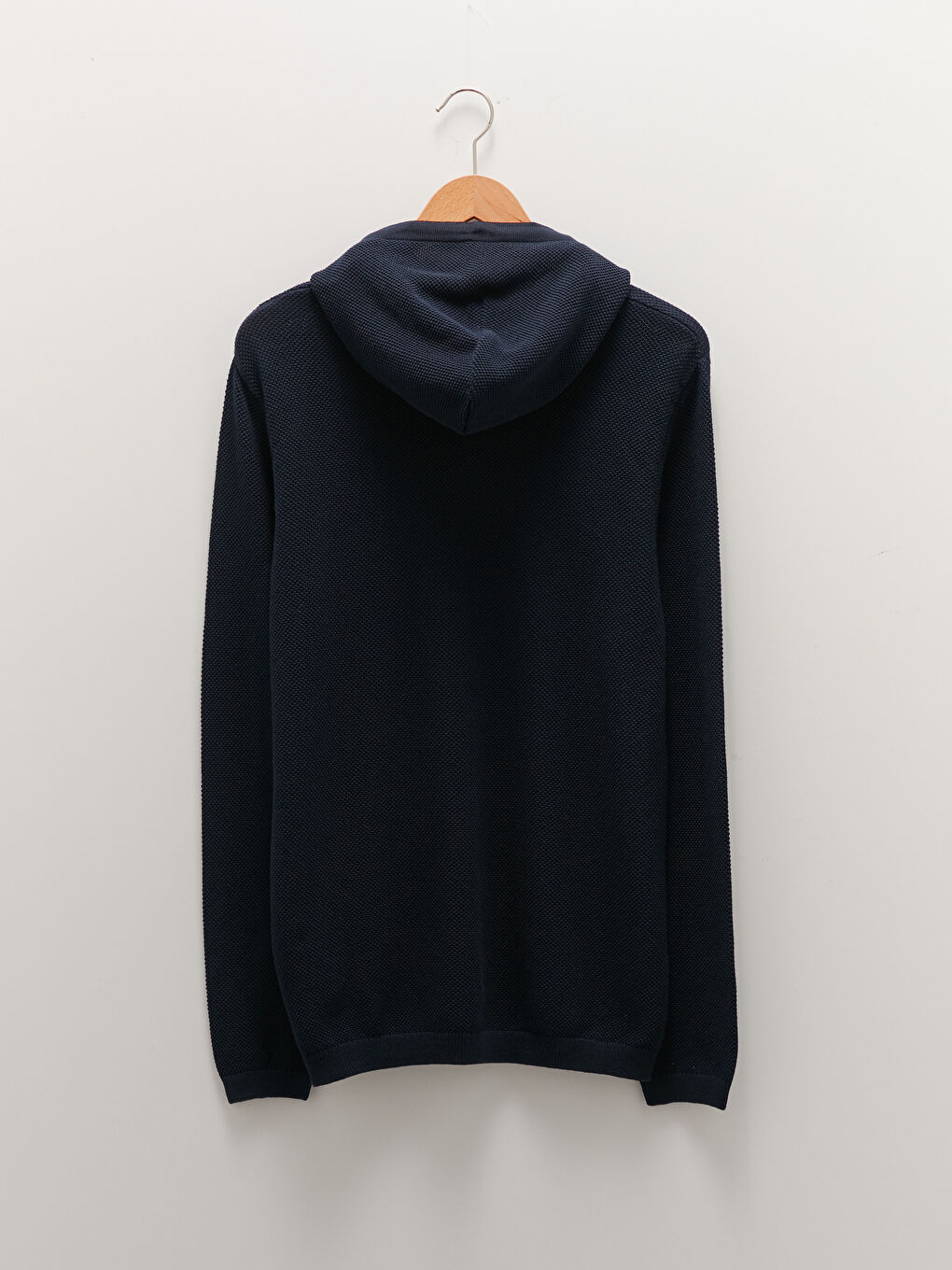 Lacivert Kapüşonlu Uzun Kollu Erkek Triko Kazak-6