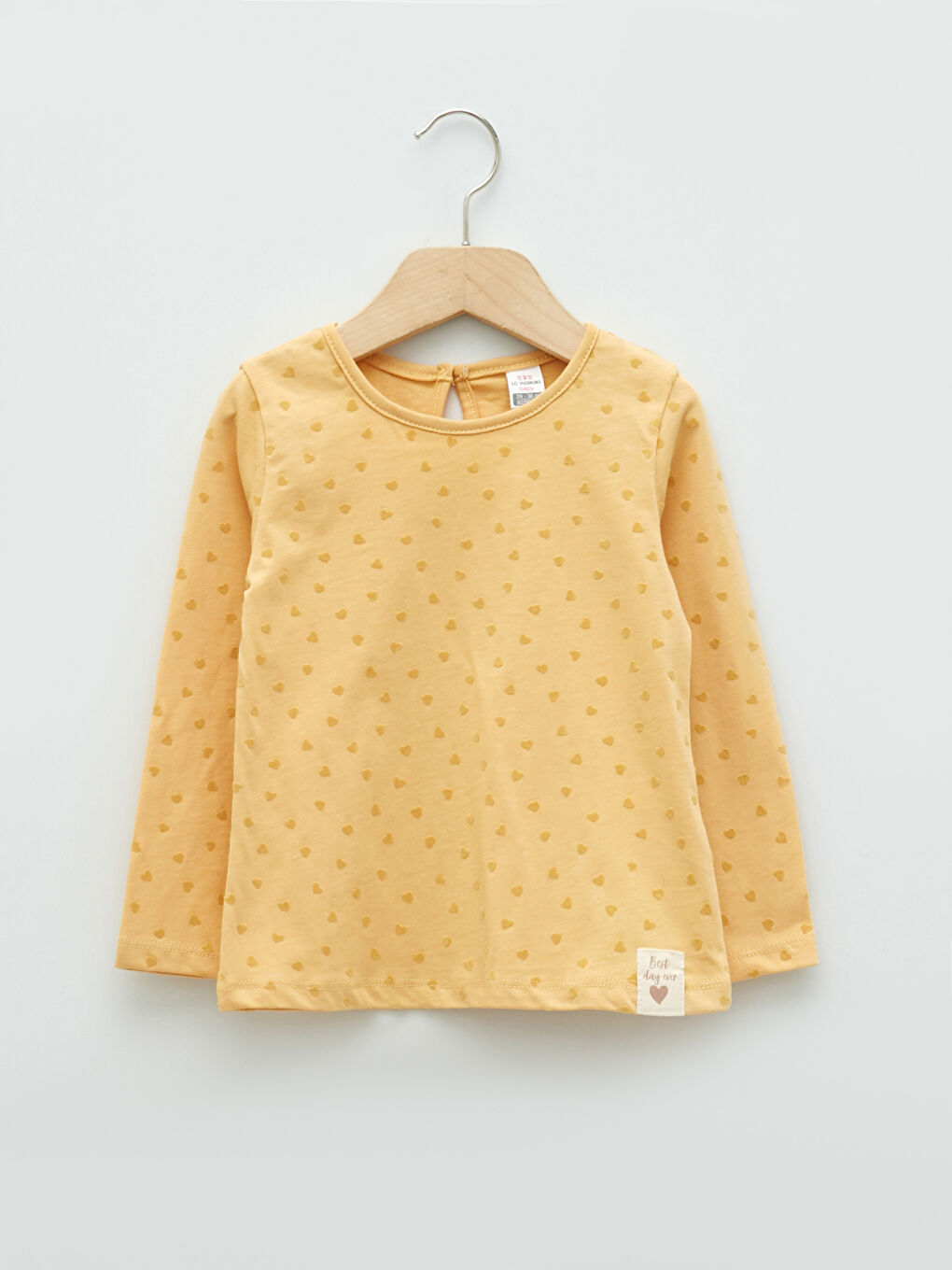 Crew Neck Long Sleeve Patterned Baby Girl T-Shirt