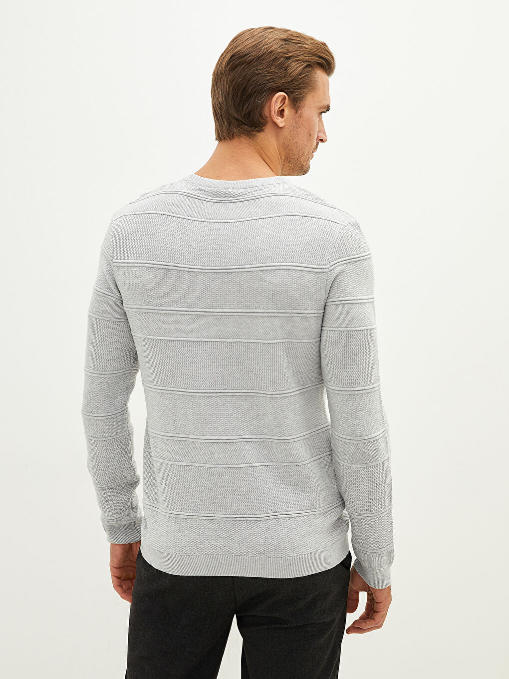 Rundhalsausschnitt Langarm Herren Strickpullover-4
