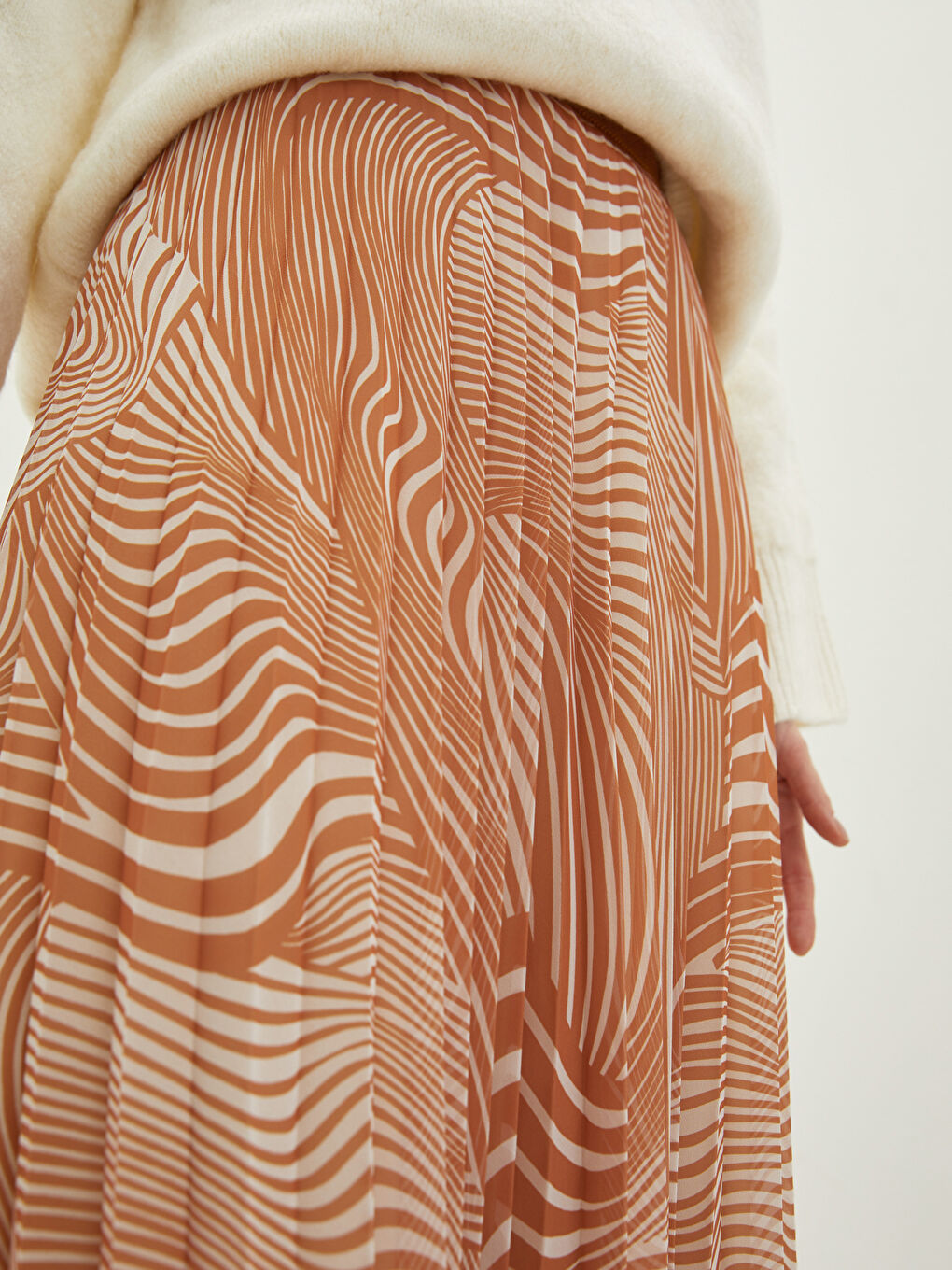 Әйелдерге арналған бүрмелі белдемше принтті шифон матадан серпімді белдікпен-2