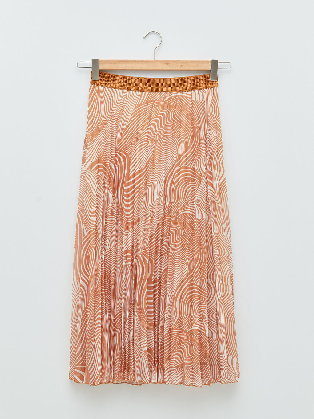 Әйелдерге арналған бүрмелі белдемше принтті шифон матадан серпімді белдікпен-6