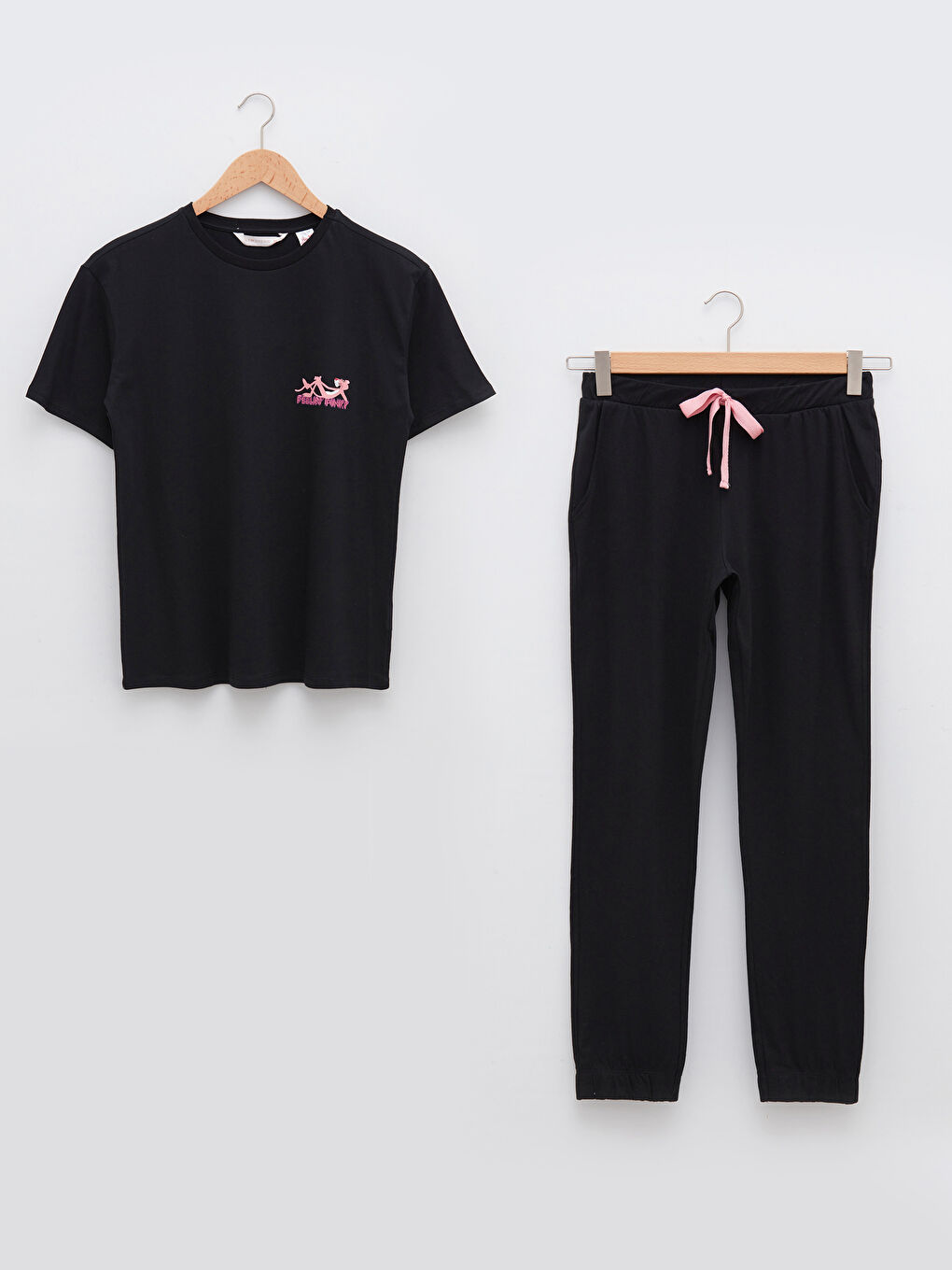 سێتی بیجامەی ئافرەتان - یه‌خه‌ خڕ چاپکراوی پینک پانته‌ر قۆڵ كورت جێرسی-5