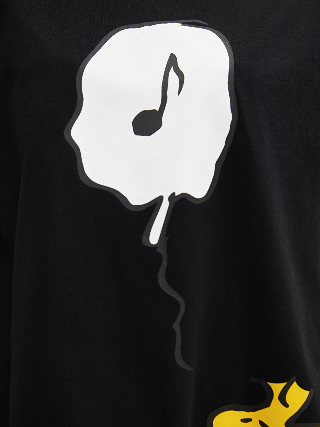 Siyah Bisiklet Yaka Snoopy Baskılı Kısa Kollu Kadın Pijama Takımı-3