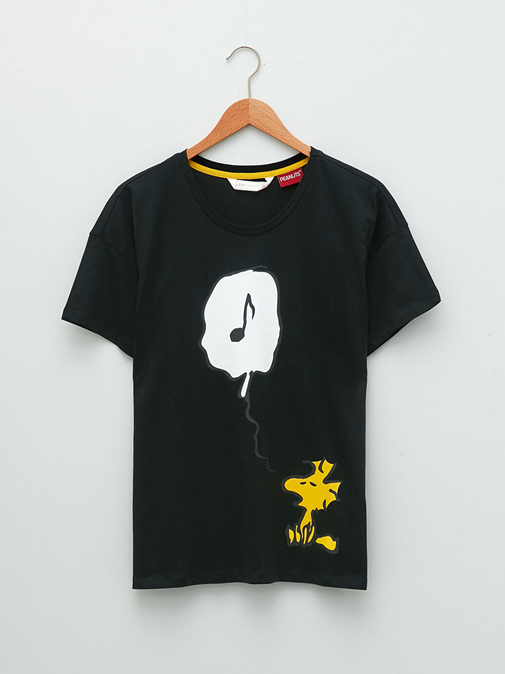 Siyah Bisiklet Yaka Snoopy Baskılı Kısa Kollu Kadın Pijama Takımı-6