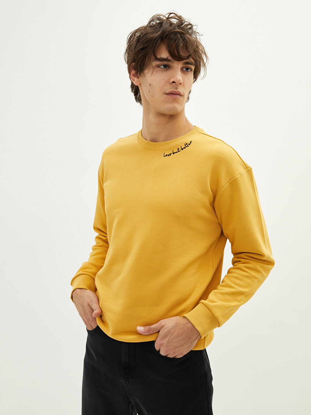 XSIDE Bisiklet Yaka Baskılı Erkek Kalın Sweatshirt -W19997Z8-GCY