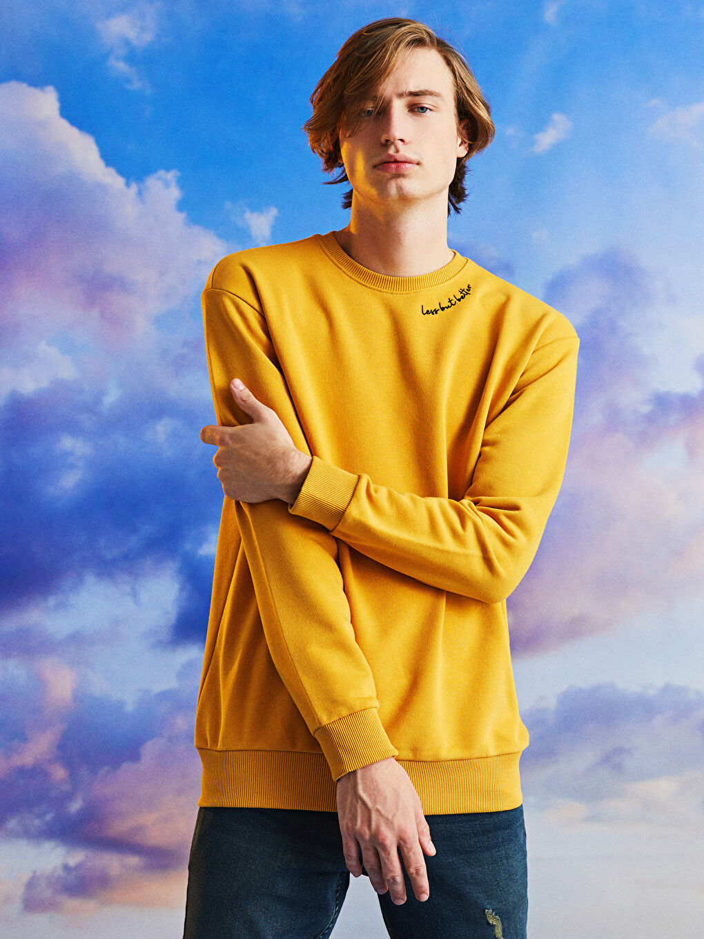 XSIDE Bisiklet Yaka Baskılı Erkek Kalın Sweatshirt -W19997Z8-GCY