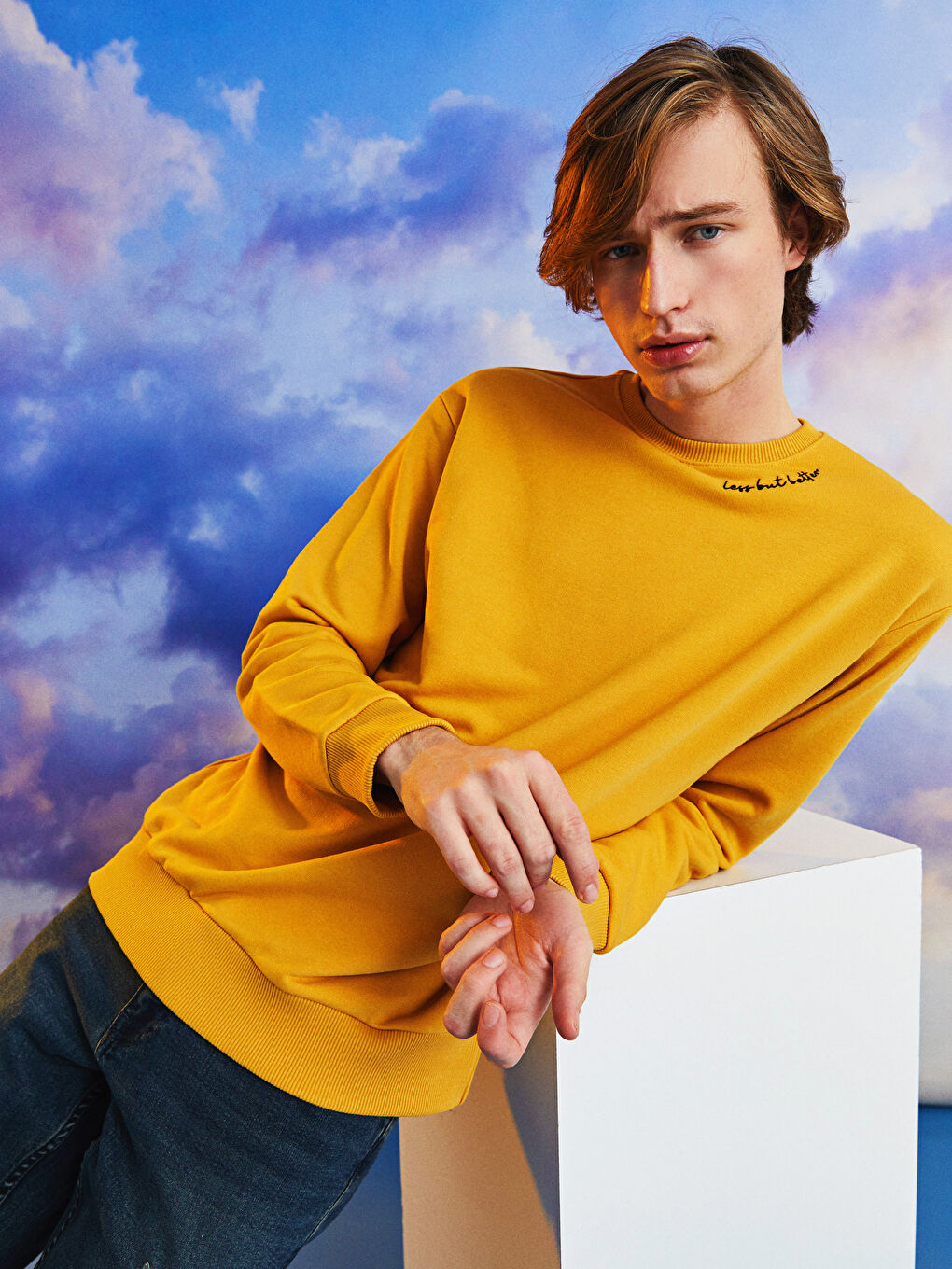 XSIDE Bisiklet Yaka Baskılı Erkek Kalın Sweatshirt -W19997Z8-GCY